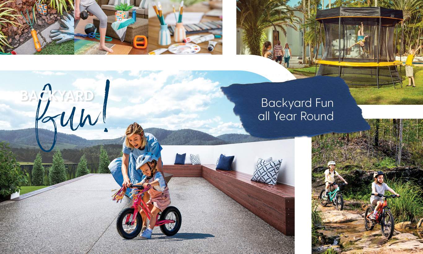 Play ideas to enjoy your backyard all year round for a family with kids.