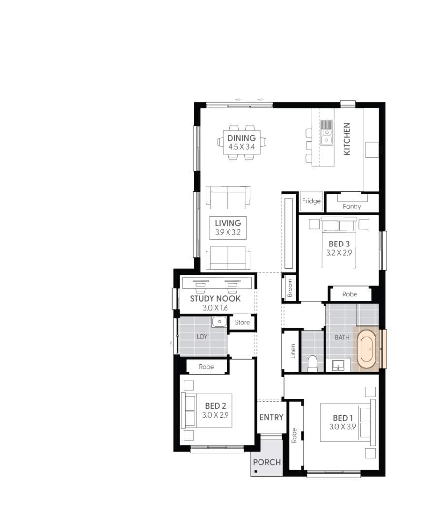 Targa13-Floor-Plan-FREESTANDING-BATH-WITH-1800mm-HIGH-WINDOW-RHS