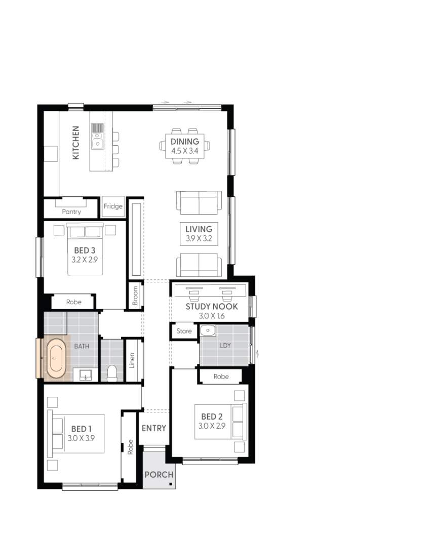 Targa13-Floor-Plan-FREESTANDING-BATH-WITH-1800mm-HIGH-WINDOW-RHS