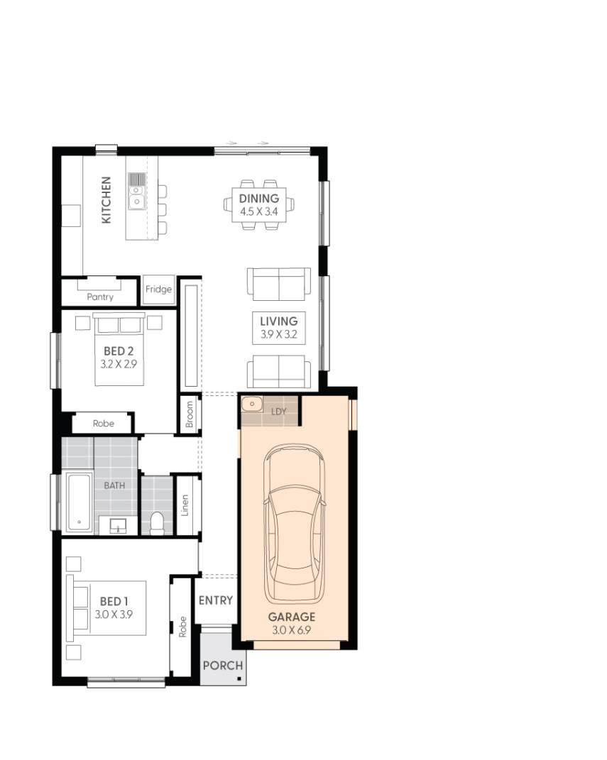 Targa13-Floor-Plan-GARAGE-2 BEDROOM-RHS