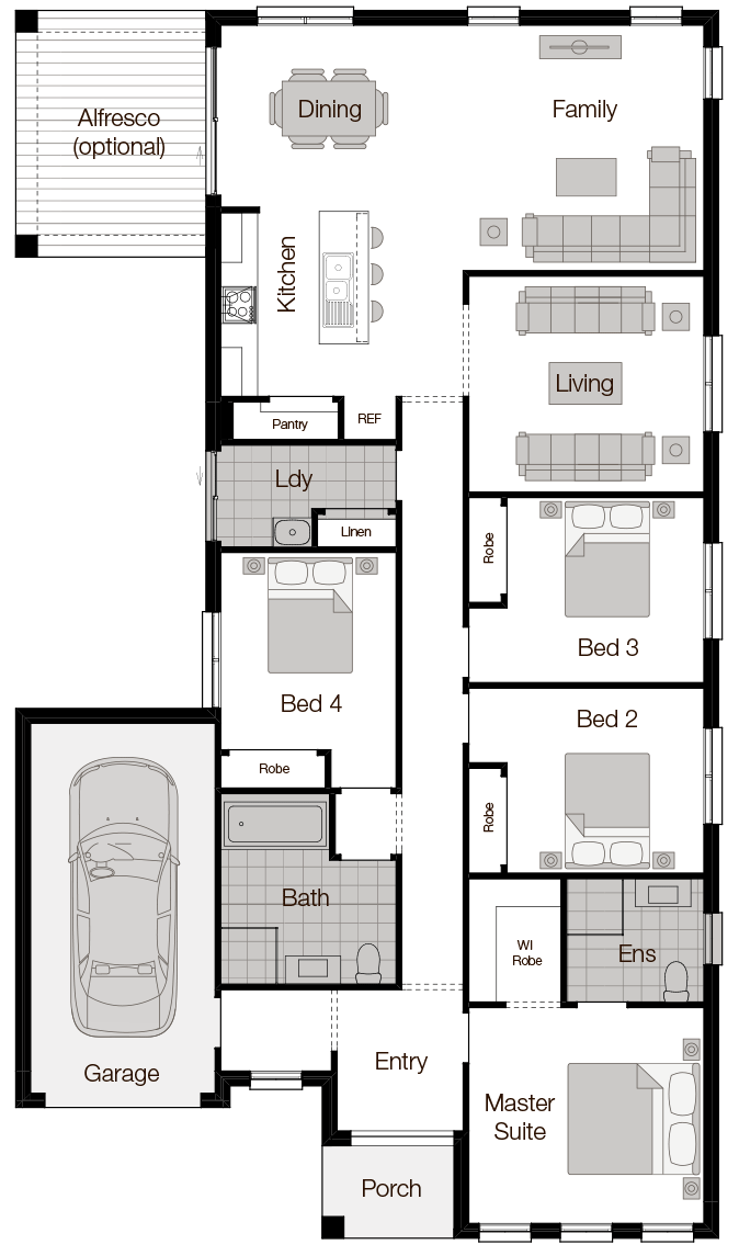 Boronia One Floor Plan - RHS Boronia One-Single Storey Floor Plan-Wilson Homes