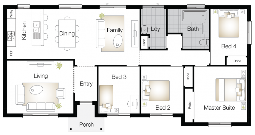 Kingston One Floor Plan Kingston One – Single Storey Floor Plan - Wilson Homes